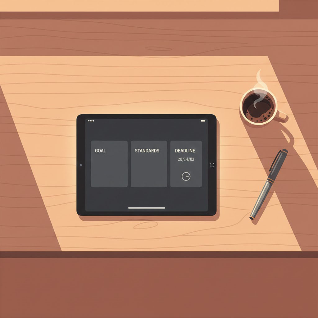 A dashboard showing goals and standards