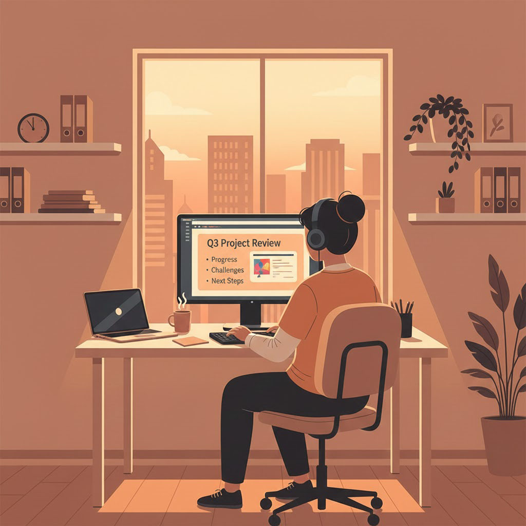 A person working deeply in a quiet office